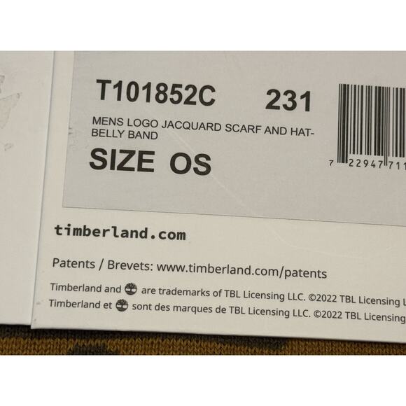 Timberland Men’s Logo Jacquard Scarf Hat Set brown NWT - Picture 7 of 7